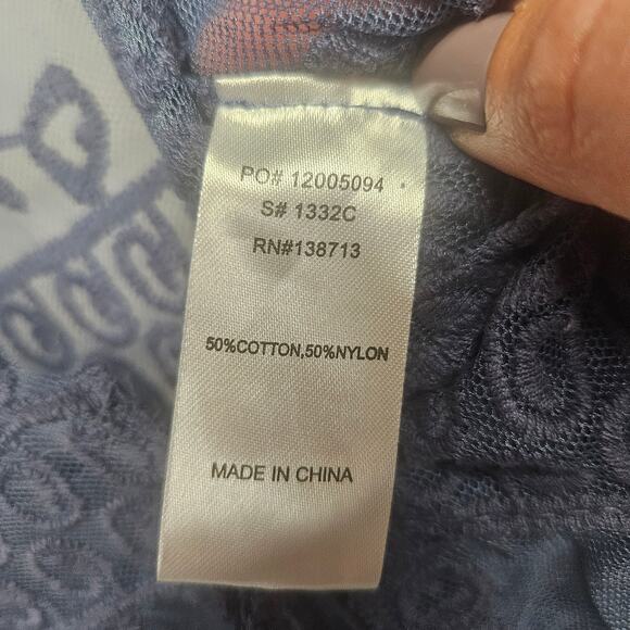 Doe & Rae Blue Lace Long Line Short Sleeve Cardigan - Picture 5 of 8